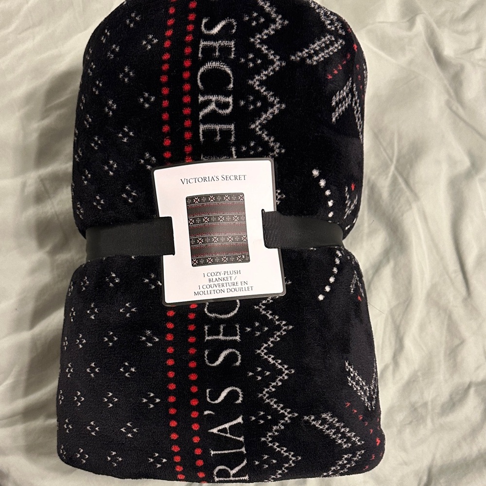 Victoria's Secret Black and Red Plush Blanket